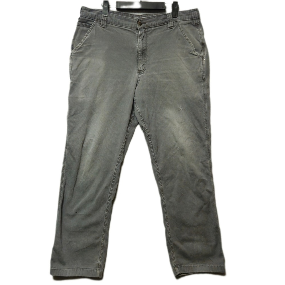 Carhartt Mens 36x32 Gray Rugged Flex Relaxed Fit Work Pants Distressed Rigby